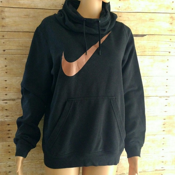 black nike hoodie with rose gold swoosh